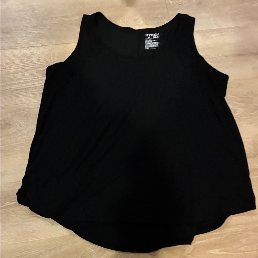 Terra & Sky Classic Black Tank Top Plus Size 2XX Polyester Rayon Spandex NWOT